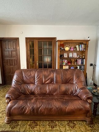 2 Divani in Pelle Vintage Marrone in Legno Artigianale