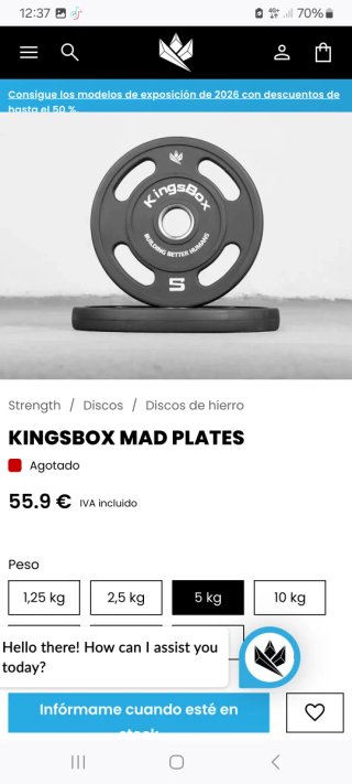 2 discos olímpicos 5kg 50mm y mas