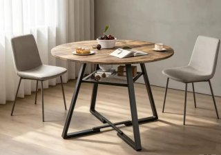 Mesa Comedor Redonda Industrial Retro