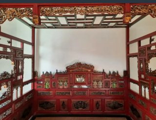 Cama China Opio Antigua Madera Tallada