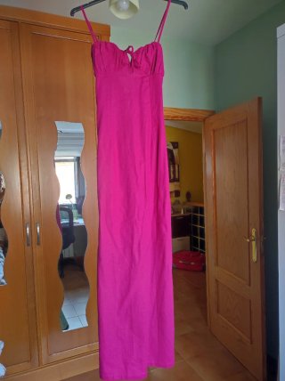 Vestido de fiesta largo fucsia