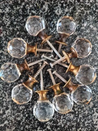 Set de 10 Pomos de Cristal y Metal