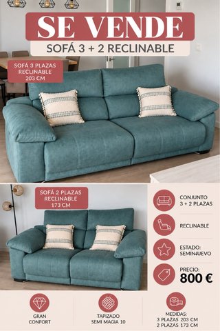 Conjunto Sofás Reclinables 3+2 Plazas