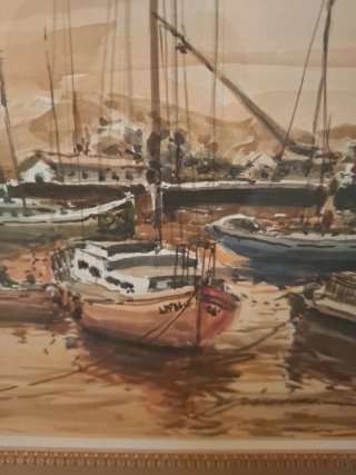 Cuadro Acuarela Marina con Marco de Madera