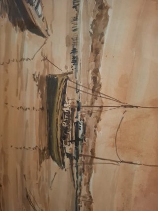 Cuadro Acuarela Marina con Marco de Madera