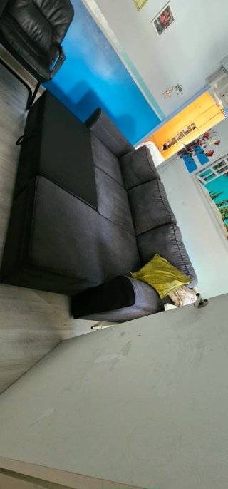 Sofá cama chaiselongue gris tela como nuevo