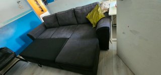 Sofá cama chaiselongue gris tela como nuevo