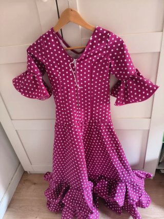Traje Flamenca Niña Lunares Morado