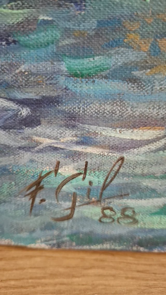 Oleo marina firmado F. Gil 88