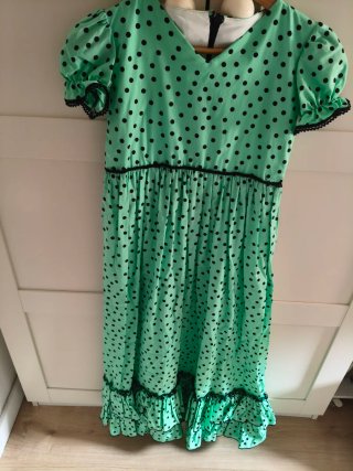 Traje Flamenca Niña Verde Lunares
