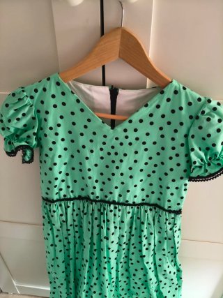 Traje Flamenca Niña Verde Lunares
