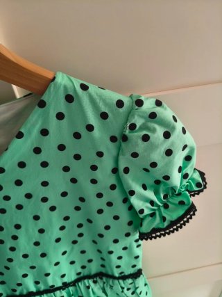 Traje Flamenca Niña Verde Lunares