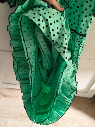 Traje Flamenca Niña Verde Lunares