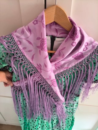 Traje Flamenca Niña Verde Lunares