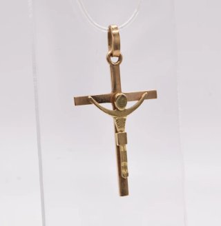 Colgante Cruz Cristo Estilizado Oro 18k