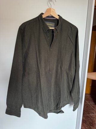 Camisa Zara Hombre Verde Oliva Manga Larga