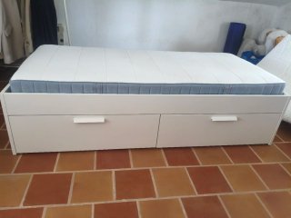 Cama 90x200 BRIMNES Ikea con cajones