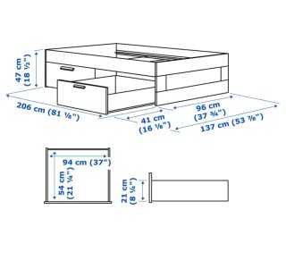 Cama 90x200 BRIMNES Ikea con cajones