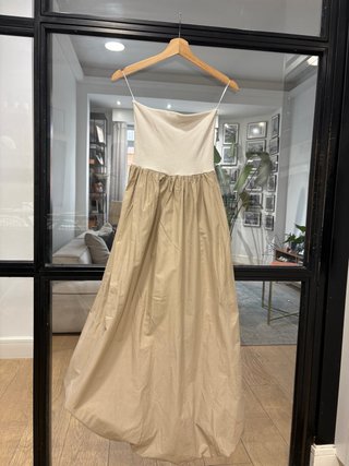 Vestido Zara Beige y Blanco