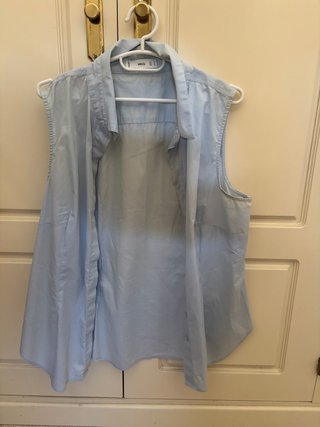 Camisa sin mangas azul Mango