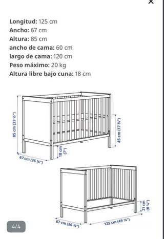 Cuna con Colchón IKEA SUNDVIK con ruedas