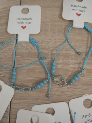 Lote 12 Pulseras Hilo Celeste Amuletos