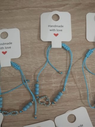 Lote 12 Pulseras Hilo Celeste Amuletos