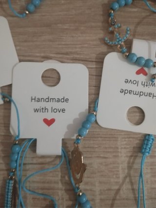 Lote 12 Pulseras Hilo Celeste Amuletos
