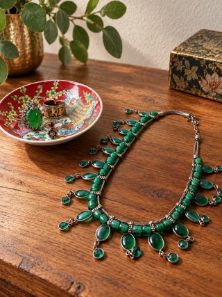 COLLAR TIBETANO VINTAGE CRISTAL TURQUESA