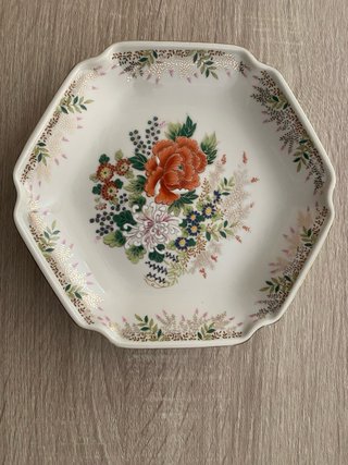 Plato Decorativo Porcelana Japonesa Vintage Floral