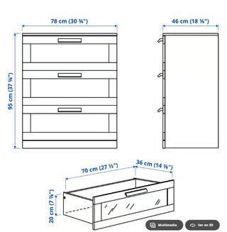Cómoda IKEA BRIMNES 3 cajones blanca