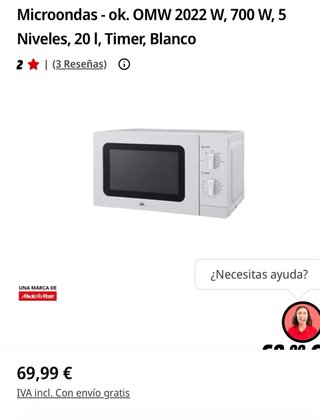 Microondas OK 20L Blanco