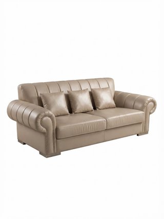 Sofá de Piel Sintética Beige