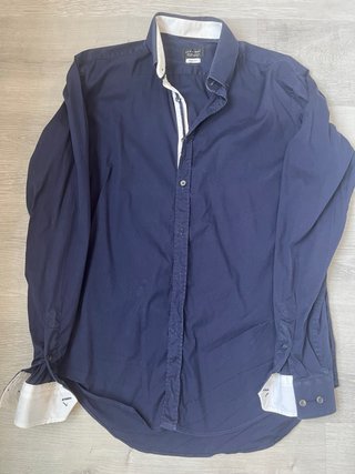 Camisa Zara Hombre Azul Marino Slim Fit