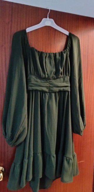 Vestido verde mujer manga larga