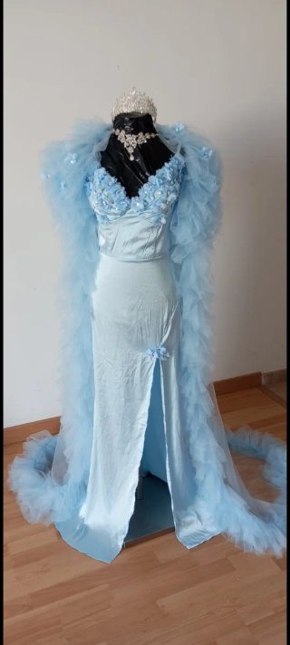 Bata Novia Gitana Azul/Plata Talla Única