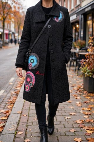 Abrigo largo Desigual negro talla M