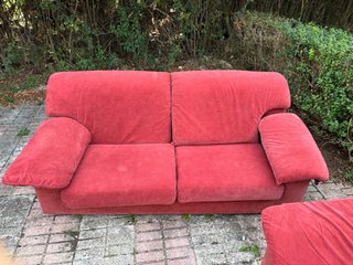 Conjunto de 2 sofás rojos de tela