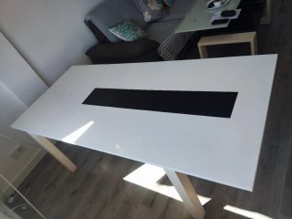 Mesa extensible madera y cristal