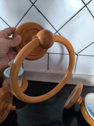 Juego de accesorios de baño de madera