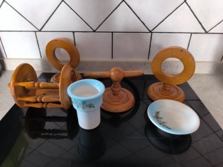 Juego de accesorios de baño de madera