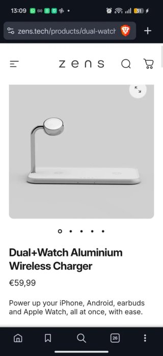 Dual Cargador inalámbrico de aluminio con watch