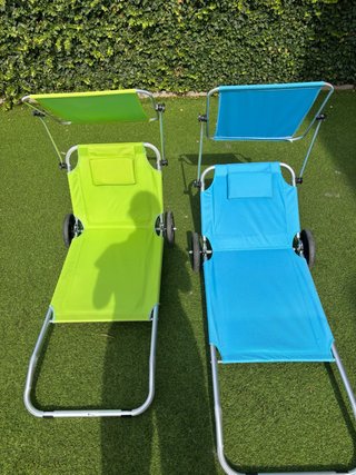 2 Tumbonas Plegables con Ruedas