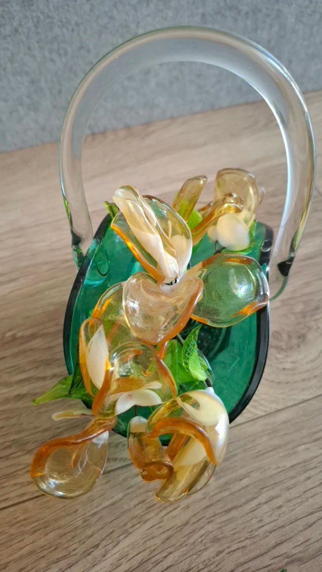 Cesta Flores Murano Vidrio Hecho en Italia
