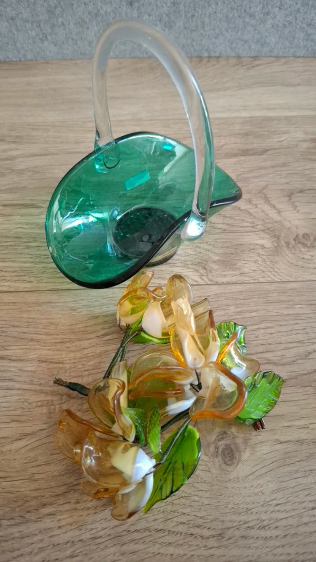 Cesta Flores Murano Vidrio Hecho en Italia