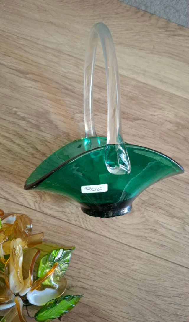 Cesta Flores Murano Vidrio Hecho en Italia