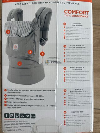 Mochila de porteo marca Ergobaby. Beige-grisácea.