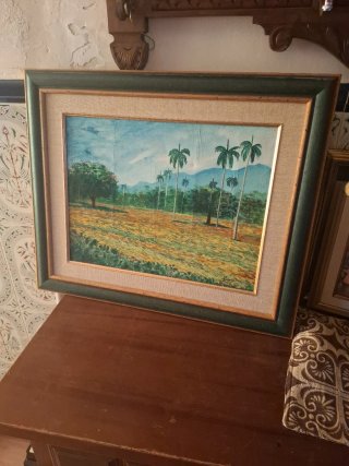 Cuadro Pintado al Óleo Paisaje Tropical