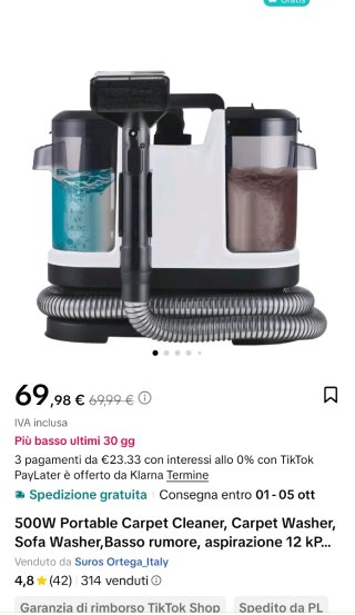 Lavatappeti e Lavadivani Portatile 500W