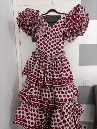 Traje de Flamenca Rojo y Blanco Talla Única